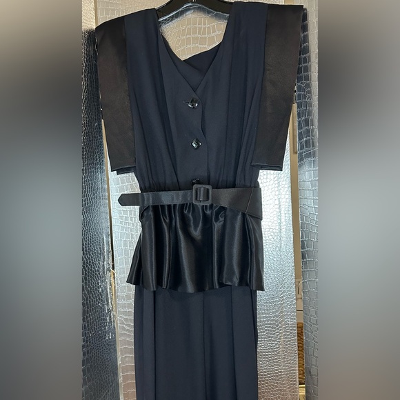 Act 1 Elegant Vintage Black Jumpsuit with Embellished Belt - Picture 8 of 16